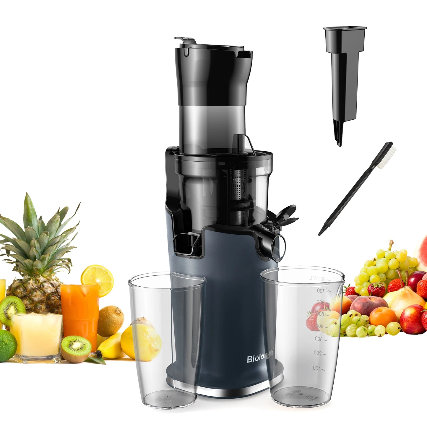 Cold Press Juicer with 78Mm Feed Chute, 200W 40-65RPM Powerful Motor Slow Masticating Juice Extractor Fits Whole Fruits